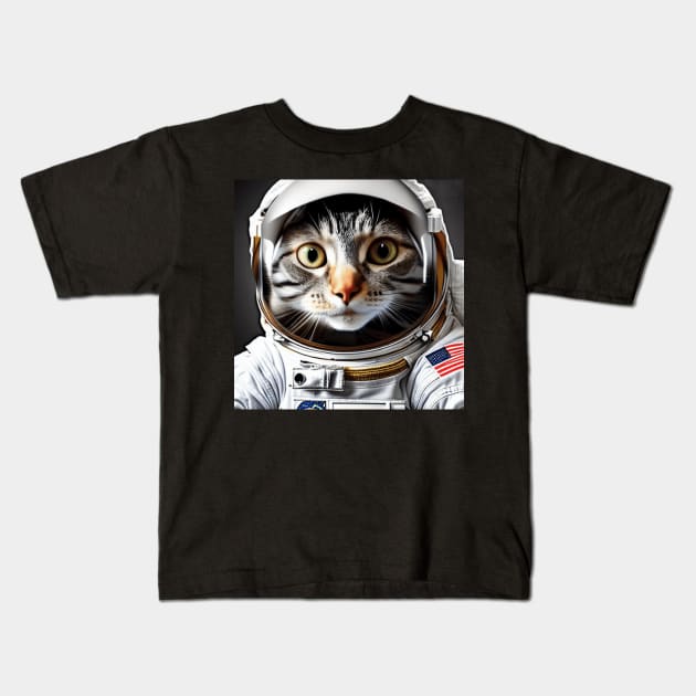 Astronaut Cat Kids T-Shirt by WildScience